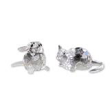 2pc Swarovski Silver Crystal Mouse Figurines