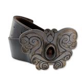 Merot Butterfly Buckle with Amber Cabochon Leather Waist Belt
