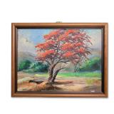 Joaquin Caicedo (Venezuelan, 1915-1983), Flamboyant Tree Oil on Canvas