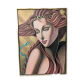 Attributed to Robert Moser (American 1953-2024) Art Deco Mixed Media on Canvas, Eve, Signed
