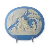 Wedgwood Light Blue and White Jasperware Oval Music Lesson Plaque