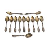 Set of 12 Arnold Kunne German 800 Silver Teaspoons