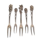 Five Piece 800 Silver Cocktail Forks