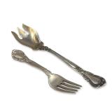 2pc Gorham Chantilly and Birk Sterling Silver Dessert Forks