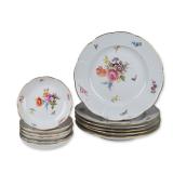 12pc Meissen Floral Osier Porcelain Plate Set