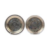 Pair of German 800 Silver with Sterling Silver Coins Coasters