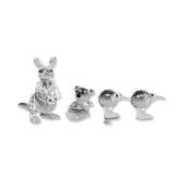 4pc Swarovski Silver Crystal Australian and New Zealand Animal Figurines