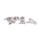 3pc Swarovski Silver Crystal Seal Family