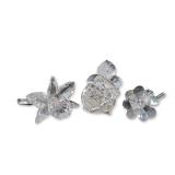 3pc Swarovski Silver Crystal Orchid, Clover and Rose Figurines