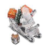 2pc Swarovski Silver Crystal Santa and Sleigh Figurines