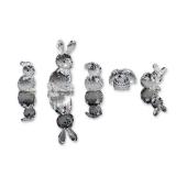 5pc Swarovski Silver Crystal Rabbit Figurines