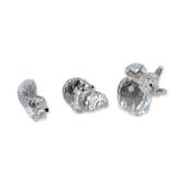 3pc Swarovski Silver Crystal Animal Figurines, Anteater, Hippo & Elephant