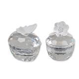 2pc Swarovski Silver Crystal Keepsake Boxes, Treasure Heart Butterfly & Flower