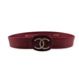 Chanel Made in Italy Burgundy Leather CC Belt