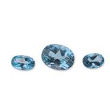 Trio of Oval Faceted Light Blue Topaz Gemstones