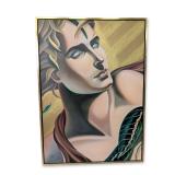 Attributed to Robert Moser (American 1953-2024) Art Deco Mixed Media on Canvas, Adam, Signed