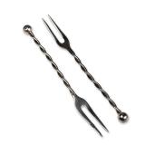 Pair of Mid-century Sterling Silver Twisted Stem Cocktail Forks