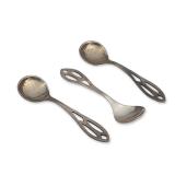 Trio of Art Nouveau Sterling Silver Salt Spoons