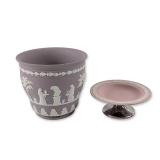 2pc Wedgwood Lilac and Pink Jasperware Tray and Pot