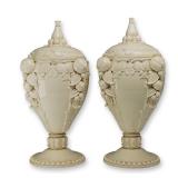 Pair of Wedgwood Etruria by Paul Follot Creamware Lidded Vase, Pomona