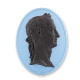 Wedgwood Blue and Black Jasperware Julius Caesar Oval Medallion
