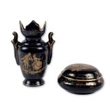 Limoges Cobalt Blue and Gold Porcelain Vase and Box