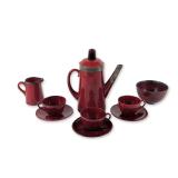 10pc Royal Doulton Flambe Sterling Silver Coffee Set