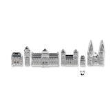 6pc Swarovski Silver Crystal City Miniature Figurines