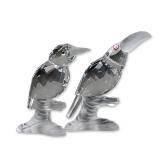 2pc Swarovski Silver Crystal Figurines, Toucan and Kingfisher