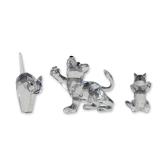3pc Swarovski Silver Crystal Feline Figurines