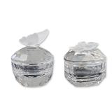 2pc Swarovski Silver Crystal Trinket Boxes, Heart Flower and Butterfly