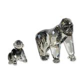 2pc Swarovski SCS 2009 Annual Edition Crystal Gorilla and Cub
