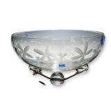 Baccarat France Crystal Butterfly Centerpiece Bowl with Tripod Base & Original Red Box