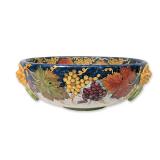 Leona Italy Hand-Painted Majolica Monumental Fountain Basin / Centerpiece, Signed