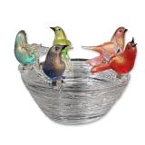 Murano Art Glass Birds On A Nest Centerpiece