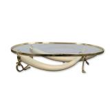Italo Valenti (Spanish 1912-1995), Gilded Metal and Faux Elephant Tusks Coffee Table
