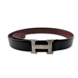 Hermes Reversible Leather Belt with H Buckle