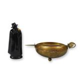 Two Piece Lot including Royal Doulton Sandeman Don Sherry Bottle and Brass Heraldic Bowl with