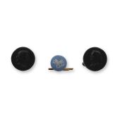 3pc Wedgwood Black Basalt and Blue Jasperware Jewelry Set Including Cufflinks and Pin