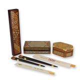 3pc Inlay Wooden Jewelry Boxes and Chopsticks Set