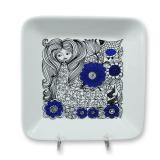 Arabia Finland Pastoraali Pattern Square Ceramic Dish Designed by Esteri Tomula