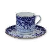 Wedgwood Blue and White Transfer Printed Aesthetic Movement Bone China Cup and Saucer