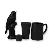 4 Piece Collection of Matte Black Ceramic Tableware Including Wedgwood Night and Day and Chive Bird