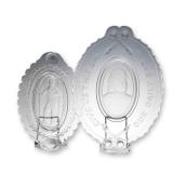 2pc Early American Pattern Glass Commemorative Trays