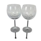 Pair of Ricci Cut Crystal Balloon Wine Glasses