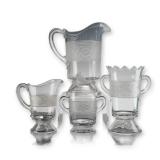 5 EAPG Flower Band Pattern Tableware Pieces