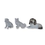 3pc Seated and Reclining Porcelain Dog Figurines