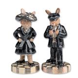 2pc Royal Doulton Bunnykins Gold Pearly King and Queen Figurines