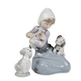 2pc Lladro Porcelain Figurines, Little Friskies 01005032 & A Friend for Life 01007685