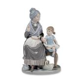 Lladro Glazed Porcelain Figurine, A Visit with Granny 01005305